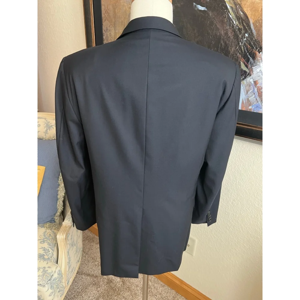 Hickey Freeman Black Wool Sport Coat Blazer 44R